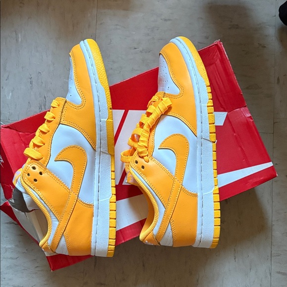 Nike Bright Yellow and White Sneakers QUICK SHIP - Picture 1 of 5